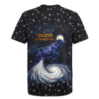 Hesat Solar Horn Symbol Rugby Jersey Egyptian Cosmic Cow in Starry Milky Way