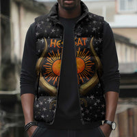 Hesat Solar Horn Symbol Sleeveless Puffer Jacket Egyptian Cosmic Cow in Starry Milky Way