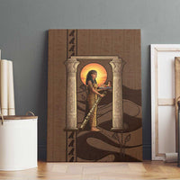 Imenet Sunlit Temple Columns Canvas Wall Art with Ancient Egyptian Offering Scene