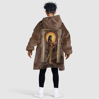 Imenet Sunlit Temple Columns Kid Wearable Blanket Hoodie with Ancient Egyptian Offering Scene