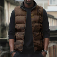 Imenet Sunlit Temple Columns Sleeveless Puffer Jacket with Ancient Egyptian Offering Scene