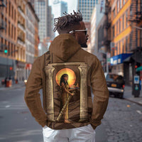 Imenet Sunlit Temple Columns Zip Hoodie with Ancient Egyptian Offering Scene