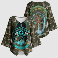 Imentet Egyptian Kimono Sleeve Blouse with Eye of Horus and Eternal Tree in Afterlife