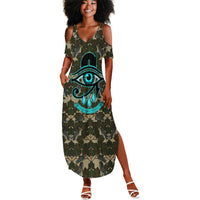 Imentet Egyptian Summer Maxi Dress with Eye of Horus and Eternal Tree in Afterlife