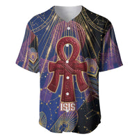 Isis Ankh Symbol Baseball Jersey with Celestial Wings in Ancient Egyptian Cosmic
