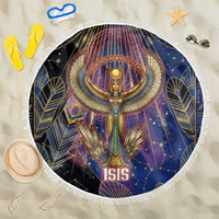 Isis Ankh Symbol Beach Blanket with Celestial Wings in Ancient Egyptian Cosmic
