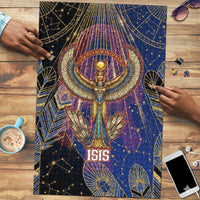 Isis Ankh Symbol Puzzle with Celestial Wings in Ancient Egyptian Cosmic