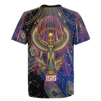 Isis Ankh Symbol Rugby Jersey with Celestial Wings in Ancient Egyptian Cosmic