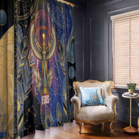 Isis Ankh Symbol Window Curtain with Celestial Wings in Ancient Egyptian Cosmic