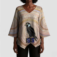 Isis Kimono Sleeve Blouse with Falcon Symbol and Sacred Geometry in Egyptian