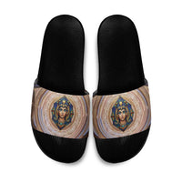 Isis Slide Sandals with Falcon Symbol and Sacred Geometry in Egyptian