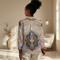 Isis Women Casual Shirt with Falcon Symbol and Sacred Geometry in Egyptian