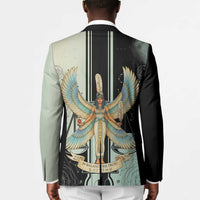 Ma’at Feather Egyptian Blazer with Scales Symbolizing Truth and Cosmic Balance