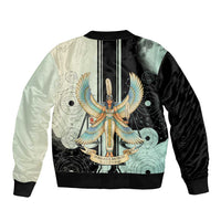 Ma’at Feather Egyptian Bomber Jacket with Scales Symbolizing Truth and Cosmic Balance