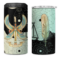 Ma’at Feather Egyptian 4 in 1 Can Cooler Tumbler with Scales Symbolizing Truth and Cosmic Balance