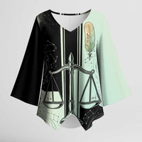 Ma’at Feather Egyptian Kimono Sleeve Blouse with Scales Symbolizing Truth and Cosmic Balance