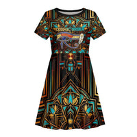 Ma’at Eye of Horus Kid Short Sleeve Dress Egyptian Feather Celebrating Truth