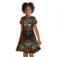 Ma’at Eye of Horus Kid Short Sleeve Dress Egyptian Feather Celebrating Truth