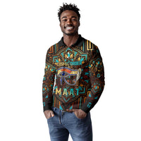 Ma’at Eye of Horus Long Sleeve Polo Shirt Egyptian Feather Celebrating Truth