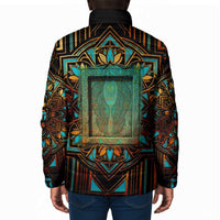Ma’at Eye of Horus Padded Jacket Egyptian Feather Celebrating Truth