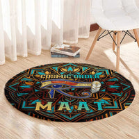 Ma’at Eye of Horus Round Carpet Egyptian Feather Celebrating Truth