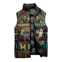 Ma’at Eye of Horus Sleeveless Puffer Jacket Egyptian Feather Celebrating Truth