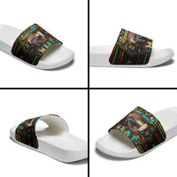 Ma’at Eye of Horus Slide Sandals Egyptian Feather Celebrating Truth