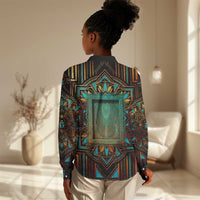 Ma’at Eye of Horus Women Casual Shirt Egyptian Feather Celebrating Truth