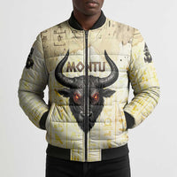 Montu Egyptian Bomber Puffer Jacket War God Mighty Bull Symbol Ancient Power Hieroglyphic