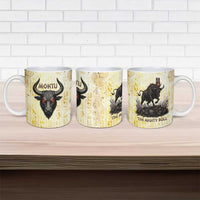 Montu Egyptian Ceramic Mug War God Mighty Bull Symbol Ancient Power Hieroglyphic