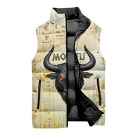 Montu Egyptian Sleeveless Puffer Jacket War God Mighty Bull Symbol Ancient Power Hieroglyphic