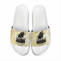 Montu Egyptian Slide Sandals War God Mighty Bull Symbol Ancient Power Hieroglyphic