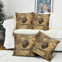 Montu Pillow Cover Falcon Head War God Ancient Egyptian Map Feathers and Sun Disk
