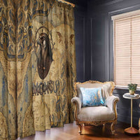 Montu Window Curtain Falcon Head War God Ancient Egyptian Map Feathers and Sun Disk