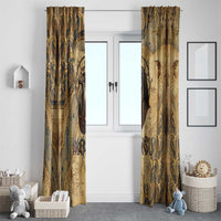 Montu Window Curtain Falcon Head War God Ancient Egyptian Map Feathers and Sun Disk