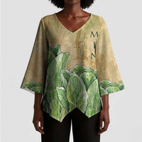 Min Kimono Sleeve Blouse Egyptian God of Fertility Lord of Generation Lettuce Ancient