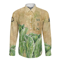 Min Long Sleeve Button Shirt Egyptian God of Fertility Lord of Generation Lettuce Ancient
