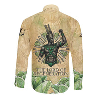 Min Long Sleeve Button Shirt Egyptian God of Fertility Lord of Generation Lettuce Ancient