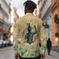Min Long Sleeve Button Shirt Egyptian God of Fertility Lord of Generation Lettuce Ancient