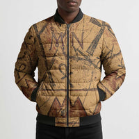 Min Ancient Egyptian Bomber Puffer Jacket Fertility Symbol Sandstone Ankh Pyramid Pattern