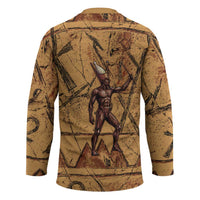 Min Ancient Egyptian Hockey Jersey Fertility Symbol Sandstone Ankh Pyramid Pattern
