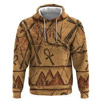Min Ancient Egyptian Zip Hoodie Fertility Symbol Sandstone Ankh Pyramid Pattern