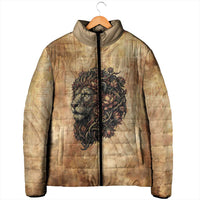 Nefertem Ancient Egyptian Padded Jacket Lion Head Lotus Flowers Incense Smoke Ancient