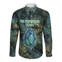Nefertem Long Sleeve Button Shirt Primordial Bloom Lotus Mystical Lion Cosmic Egyptian