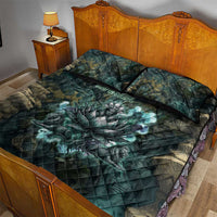 Nefertem Quilt Bed Set Primordial Bloom Lotus Mystical Lion Cosmic Egyptian