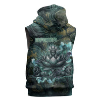 Nefertem Sleeveless Hoodie Primordial Bloom Lotus Mystical Lion Cosmic Egyptian