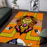 Swaziland Area Rug Lion Shield and Leopard Print Tribal Design