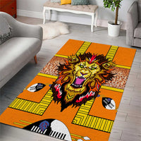 Swaziland Area Rug Lion Shield and Leopard Print Tribal Design