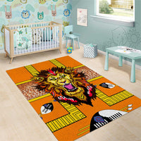 Swaziland Area Rug Lion Shield and Leopard Print Tribal Design