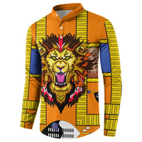 Swaziland Button Sweatshirt Lion Shield and Leopard Print Tribal Design